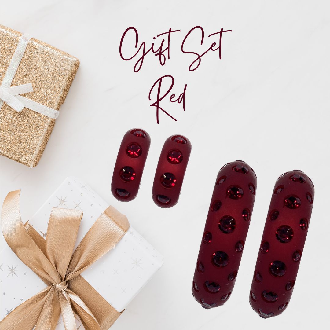 Schmuckset Piccolo & Maxi Ohrringe in dunklem Rot