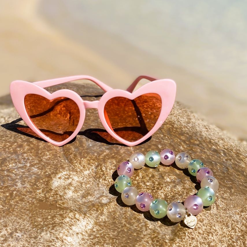 Coloristers Perlenarmband mit Kristallen in Pastell, Coloristers Pearl bracelet with crystals in pastel