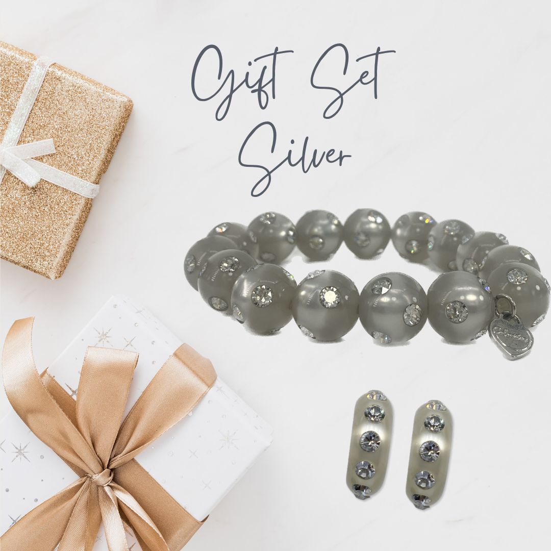 Schmuckset Perlenarmband und Creole in Silber