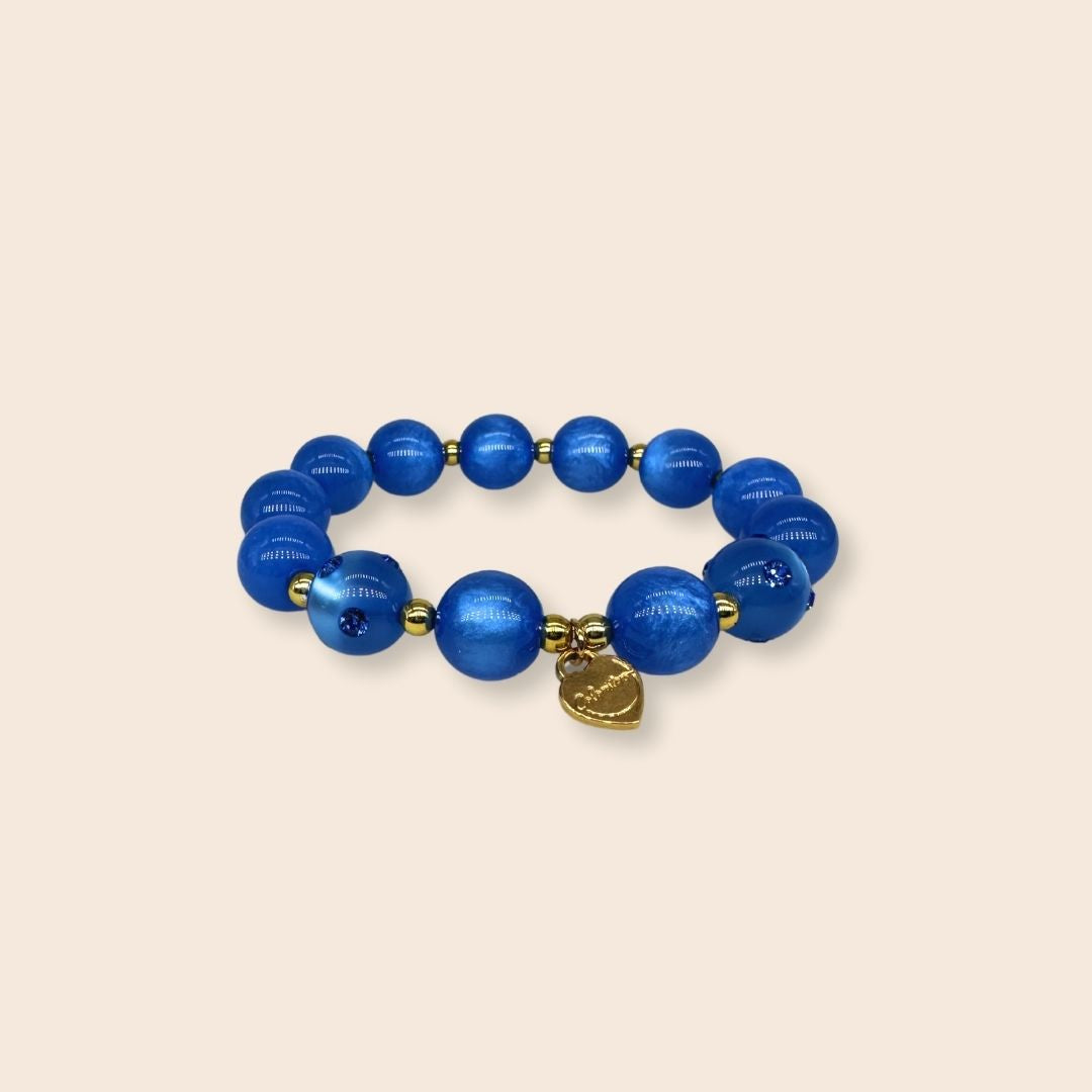 Piccolo Perlenarmband Blau & Gold
