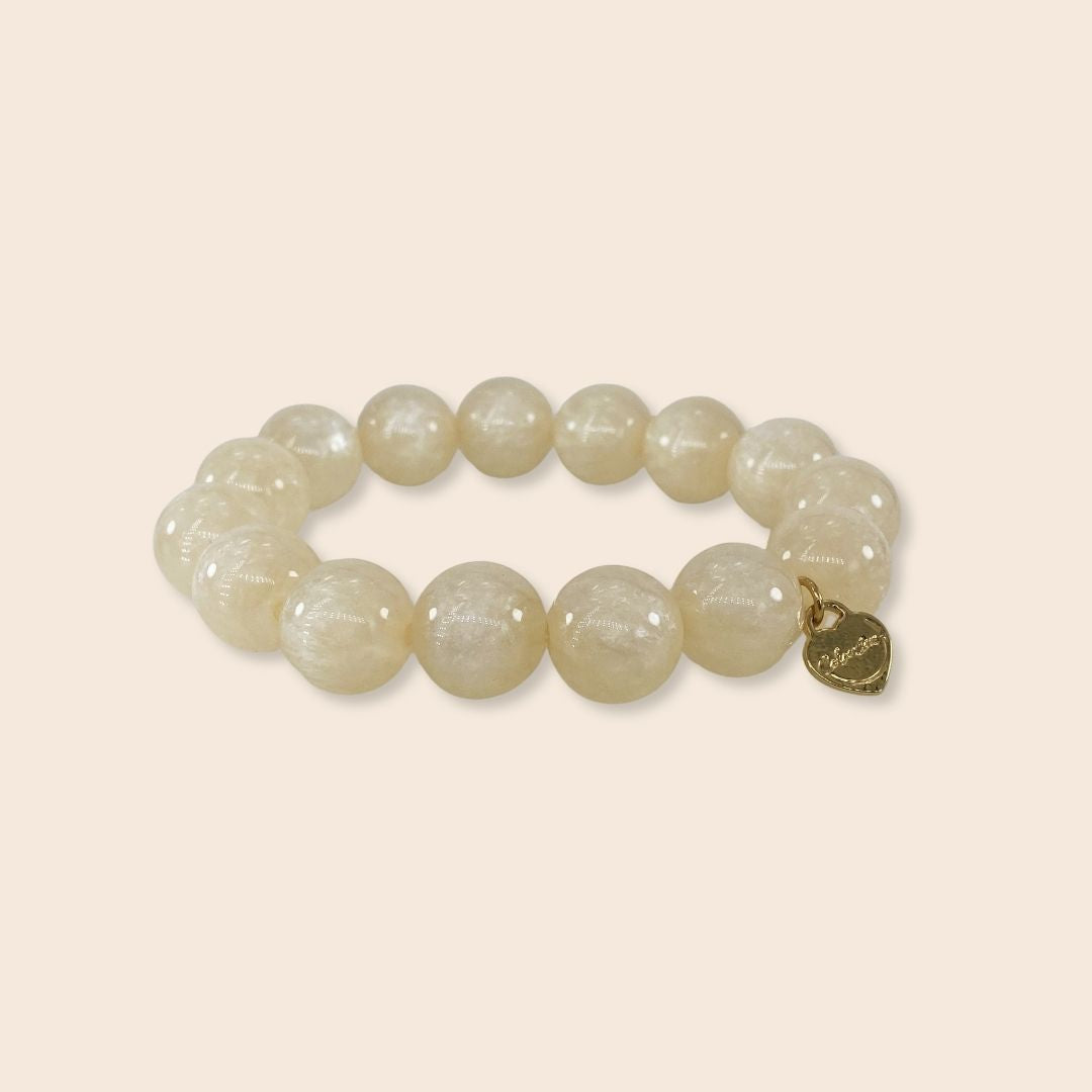 Coloristers Perlenarmband mit Kristallen in Champagner, Coloristers Pearl bracelet with crystals in champagne