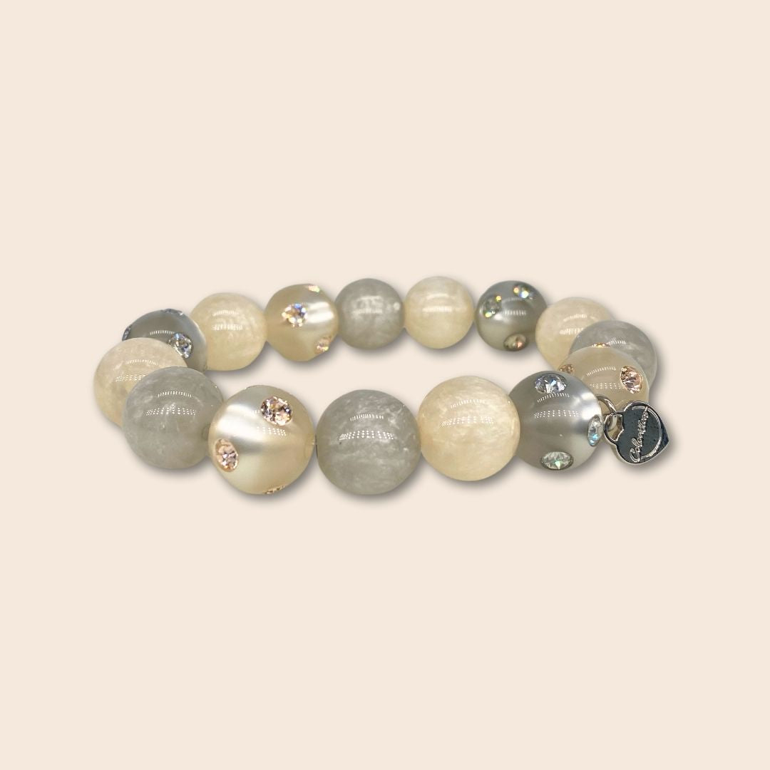 Coloristers Perlenarmband mit Kristallen in Champagner und Silber Coloristers Pearl bracelet with crystals in champagne and silver