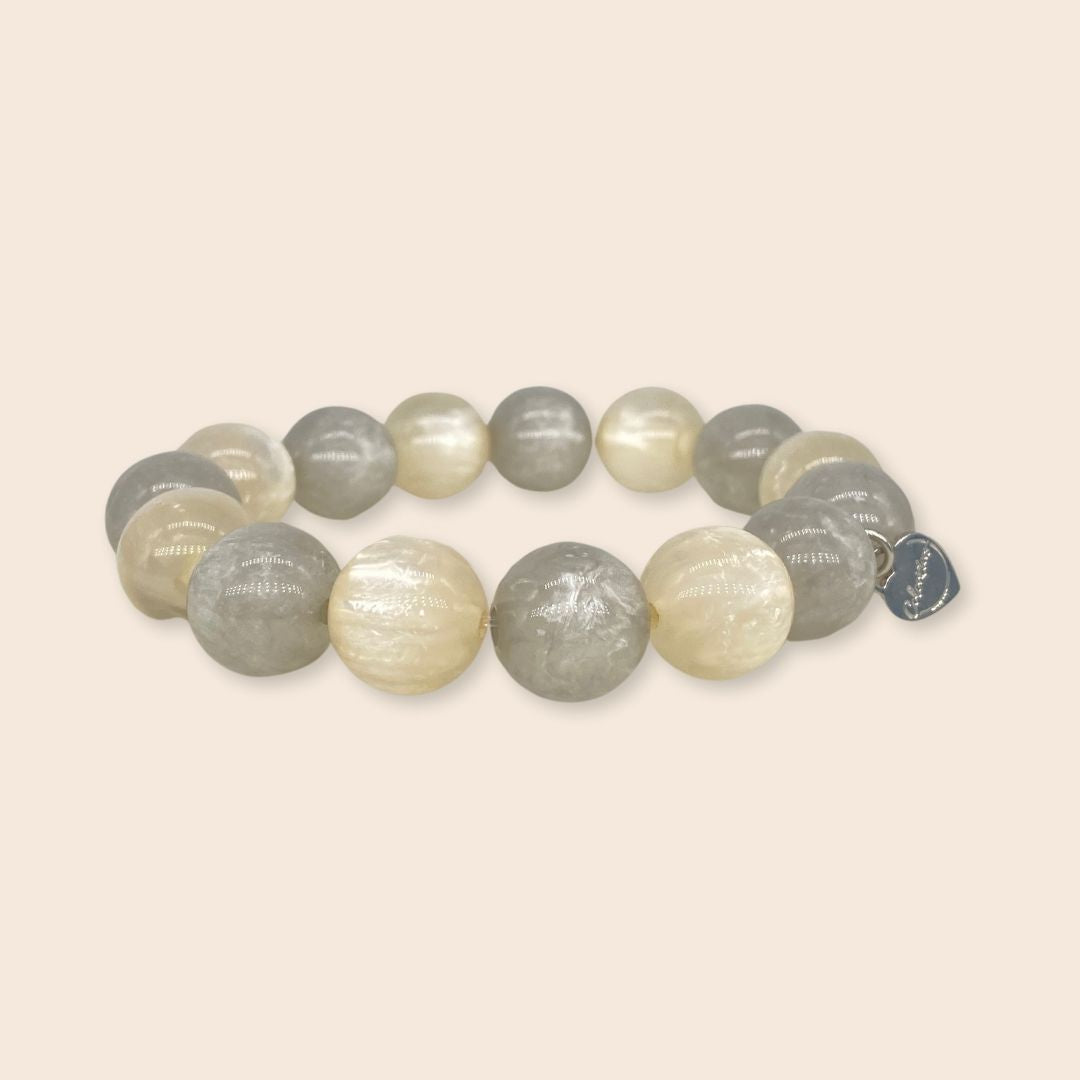 Coloristers Perlenarmband in Champagner und Silber, Coloristers Pearl bracelet in champagne and silver