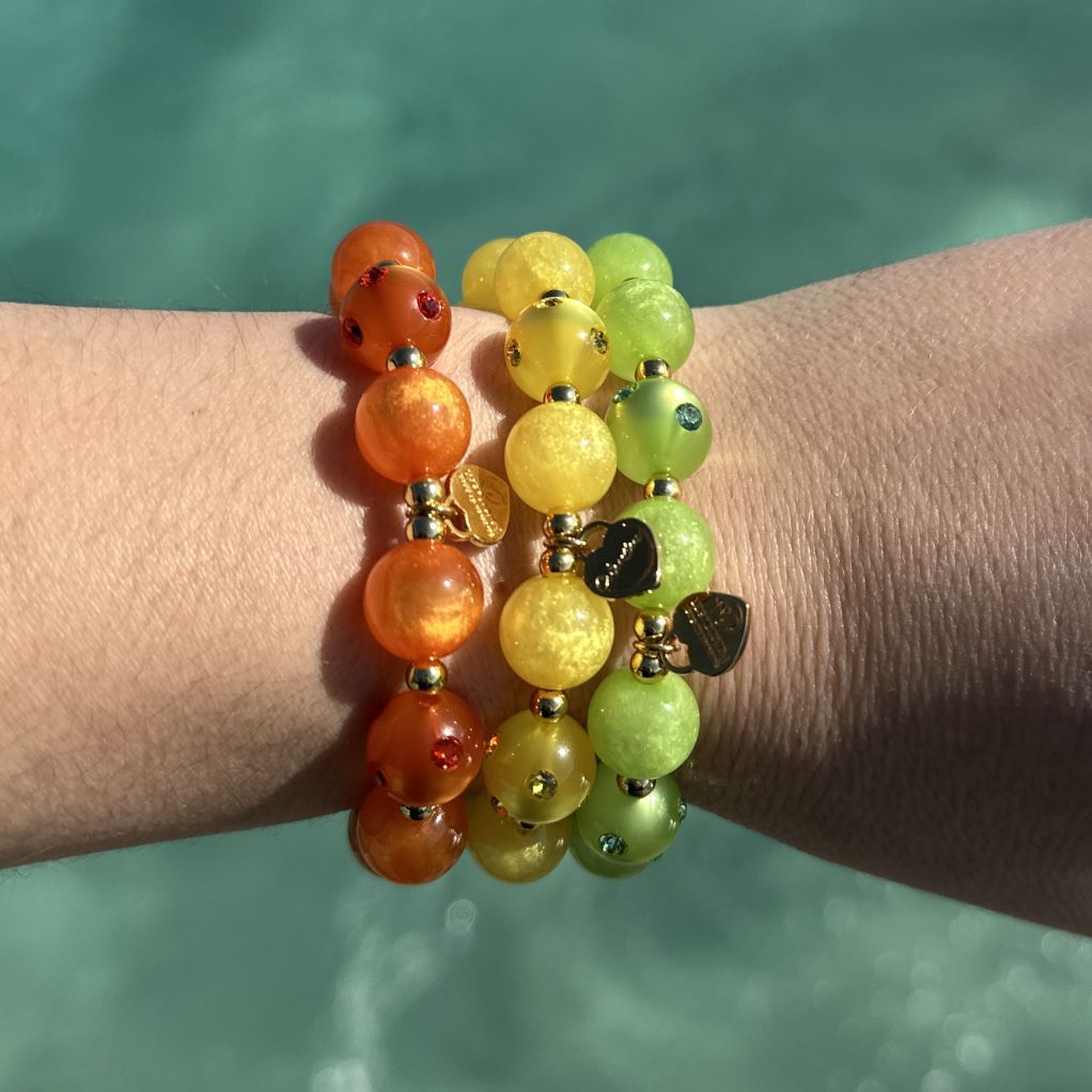 Piccolo Perlenarmband in Gelb & Gold
