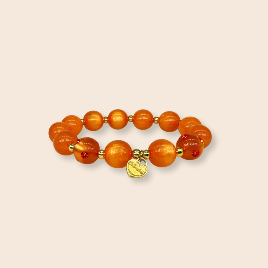 Piccolo Perlenarmband in Orange & Gold