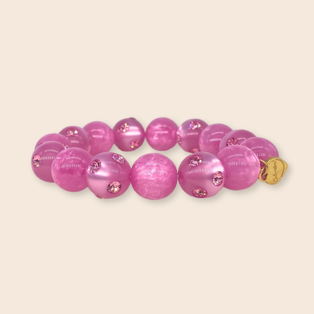 Coloristers Perlenarmband mit Kristallen in pink, Coloristers Pearl bracelet with crystals in pink