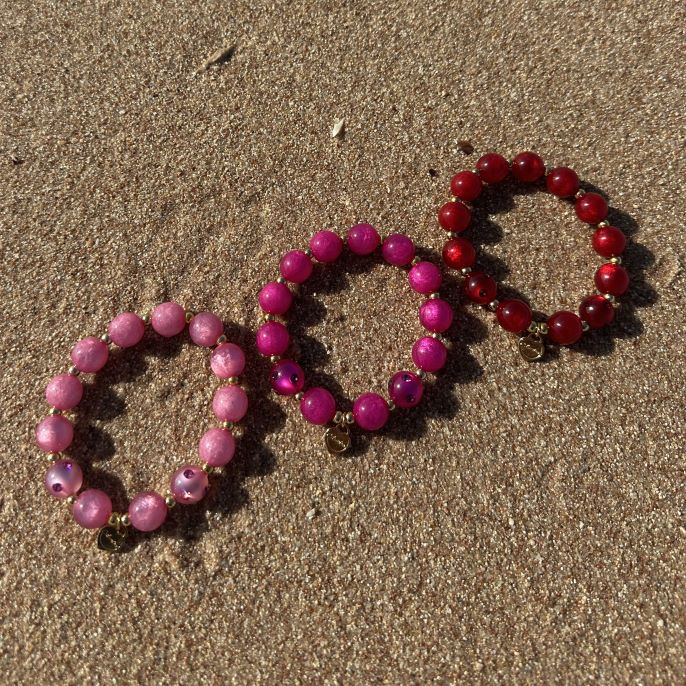 Piccolo Perlenarmband in Pink & Gold