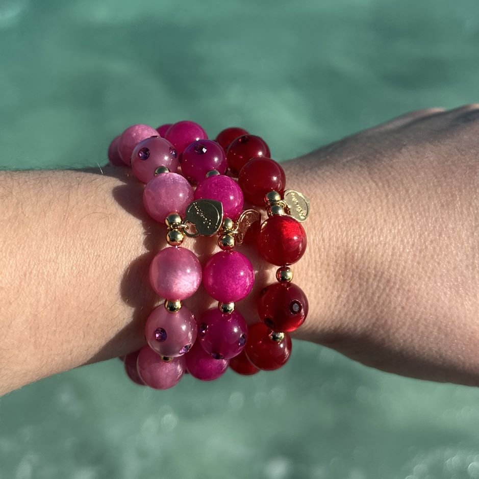Piccolo Perlenarmband in Rosa & Gold