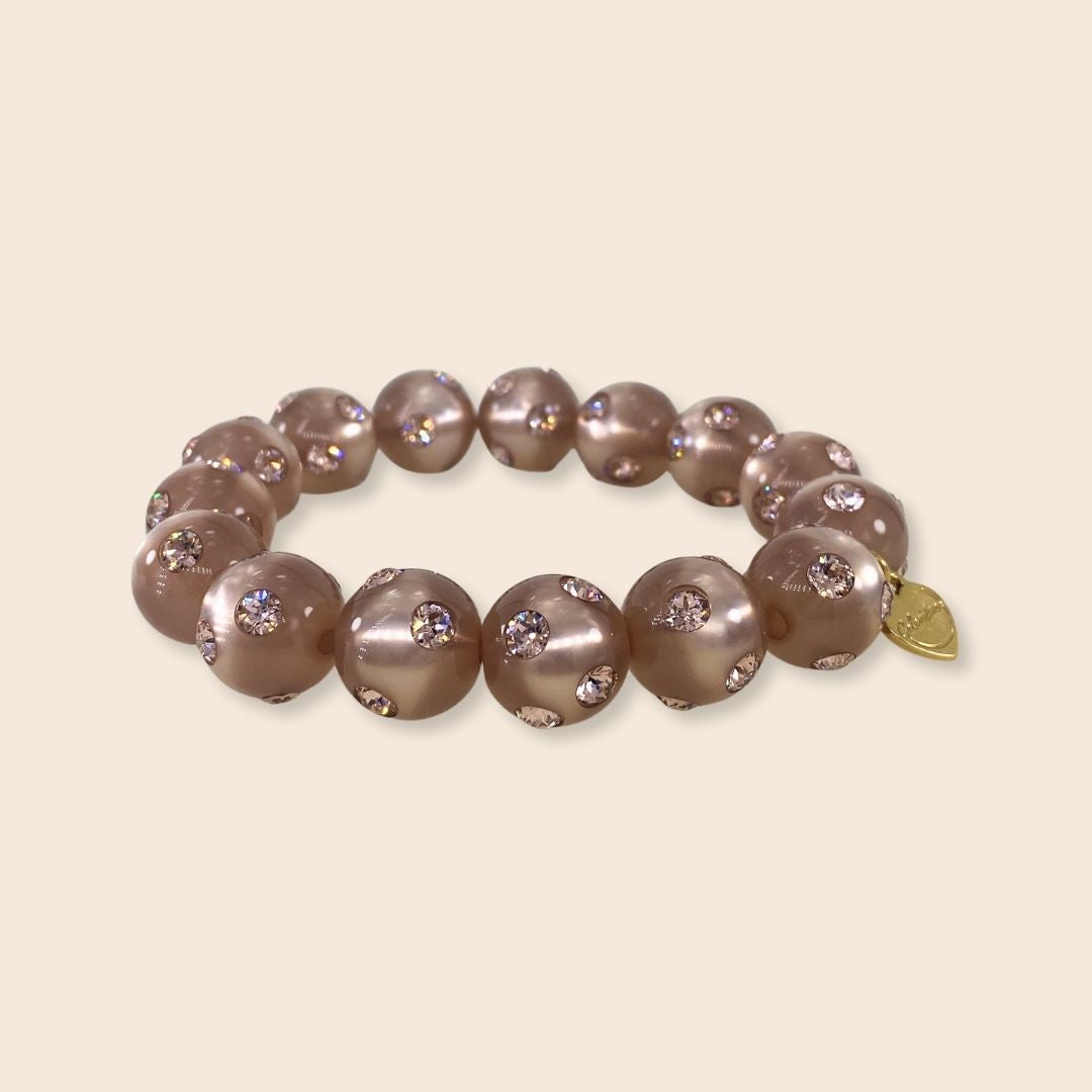 Coloristers Perlenarmband mit Kristallen in Puder, Coloristers Pearl bracelet with crystals in powder