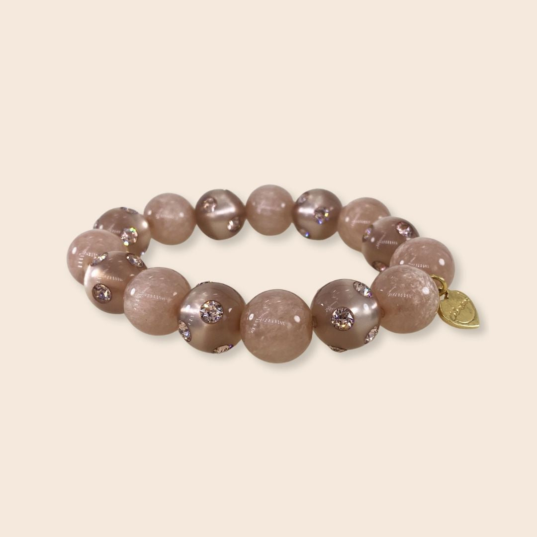 Coloristers Perlenarmband mit Kristallen in Puder, Coloristers Pearl bracelet with crystals in powder