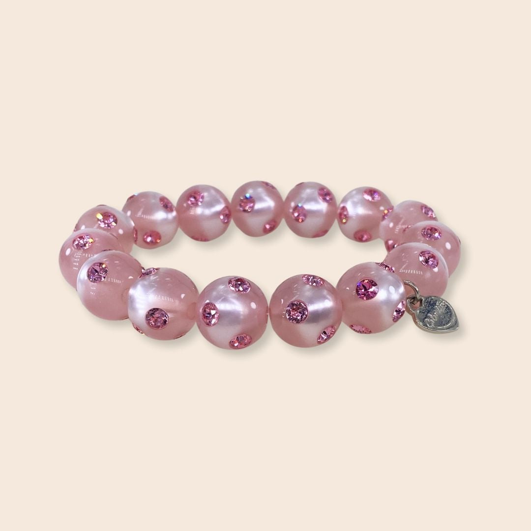 Coloristers Perlenarmband mit Kristallen in rosa, Coloristers Pearl bracelet with crystals in rosa