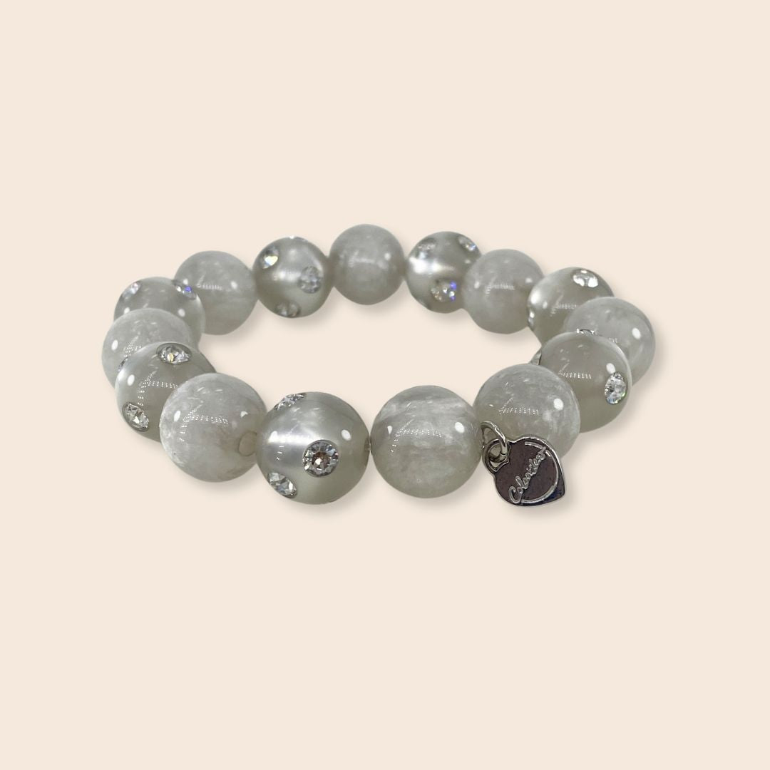 Coloristers Perlenarmband mit Kristallen in Silber, Coloristers Pearl bracelet with crystals in silver