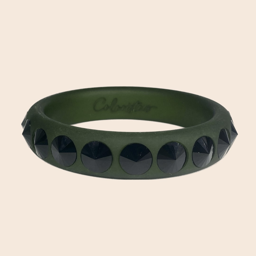 Schmuckset Armreifen & Creole in Khaki